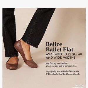 Amazon Essentials Women's Brown Ballet Flats